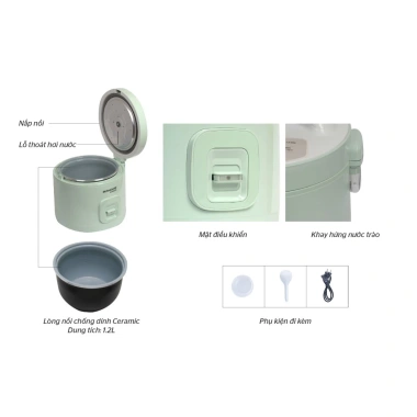 Nồi cơm điện SUNHOUSE MAMA 1.2‑1.8L SHD8.265/SHD8.665 - Ceramic chống dính, bảo hành 2 năm, chỉ 839.000₫ 7