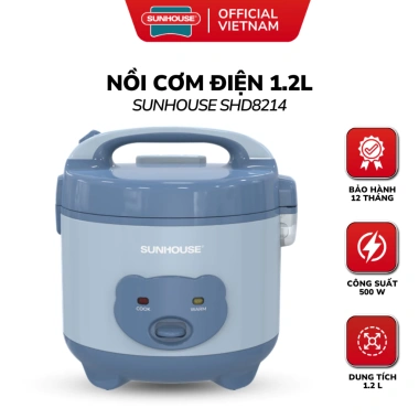 Nồi Cơm Điện Sunhouse SHD8.214 1.2L 2-4 Người 500W Bảo Hành 12 Tháng Giá 479.000₫
