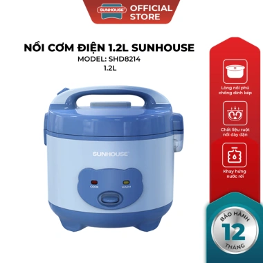 Nồi Cơm Điện Sunhouse SHD8.214 1.2L 500W - Dùng cho 2-3 người, Nút Gạt tiện lợi, Chống dính kép, Giá 530.000đ 2 Nồi Cơm Điện Sunhouse SHD8.214 1.2L 500W - Dùng cho 2-3 người, Nút Gạt tiện lợi, Chống dính kép, Giá 530.000đ 2
