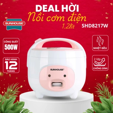Nồi cơm điện SUNHOUSE SHD8.217W 1.2L Việt Nam - Bảo hành 12 tháng, giá 649.000đ Nồi cơm điện SUNHOUSE SHD8.217W 1.2L Việt Nam - Bảo hành 12 tháng, giá 649.000đ