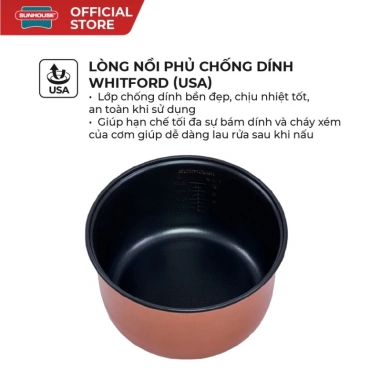 Nồi cơm điện Sunhouse SHD8.602 1.8L 700W - Nấu nhanh, tỏa nhiệt đều, chính hãng 4 Nồi cơm điện Sunhouse SHD8.602 1.8L 700W - Nấu nhanh, tỏa nhiệt đều, chính hãng 4