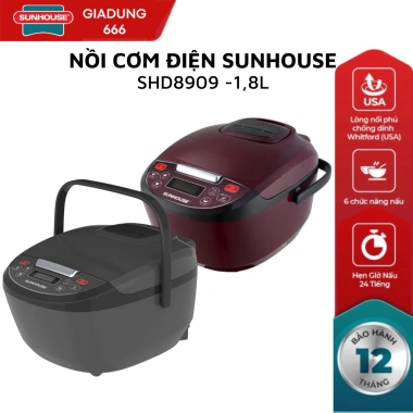 Nồi cơm điện Sunhouse SHD8.909 1.8L 700W 5 lớp ruột Whitford không dính giá 919k