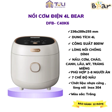Nồi Cơm Điện Thông Minh Bearr 2L - Tiết kiệm năng lượng, nấu nhanh, giá 999k