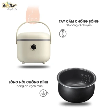 Nồi Cơm Điện Thông Minh Bearr 2L - Tiết kiệm năng lượng, nấu nhanh, giá 999k