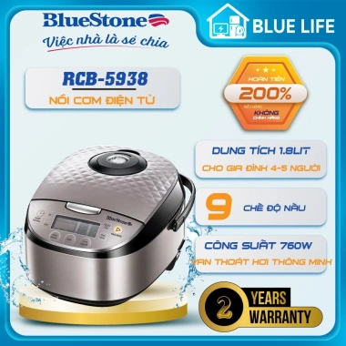 Nồi Cơm Điện Tử BlueStone RCB-5.938 1.8L 760W Bảo Hành Chính Hãng, Giá 1,289,000₫