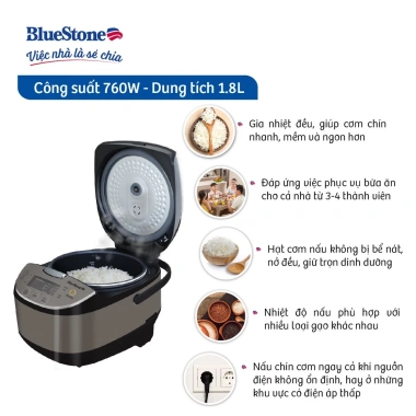 Nồi Cơm Điện Tử BlueStone RCB-5.938 1.8L 760W Bảo Hành Chính Hãng, Giá 1,289,000₫