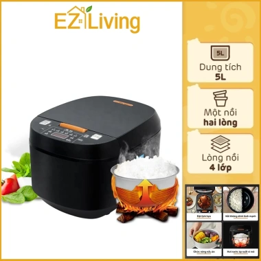 Nồi cơm điện tử đa năng mini 5L cảm ứng 10 chế độ nấu, hẹn giờ 24h, chống dính, giá 359.000₫