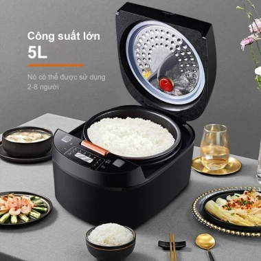 Nồi cơm điện tử đa năng mini 5L cảm ứng 10 chế độ nấu, hẹn giờ 24h, chống dính, giá 359.000₫