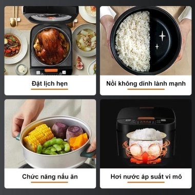 Nồi cơm điện tử đa năng mini 5L cảm ứng 10 chế độ nấu, hẹn giờ 24h, chống dính, giá 359.000₫