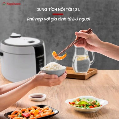 Nồi Cơm Điện Tử NAGAKAWA NAG131 1.2L 500W 3 chức năng bảo hành 1 năm giá 794.000 VND