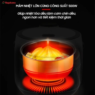 Nồi Cơm Điện Tử NAGAKAWA NAG131 1.2L 500W 3 chức năng bảo hành 1 năm giá 794.000 VND