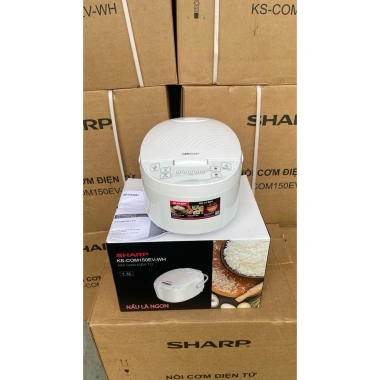 Nồi cơm điện tử Sharp 1.5L KS-COM150EV-WH, hấp nhanh, chính hãng, bảo hành 12 tháng, 839.000₫