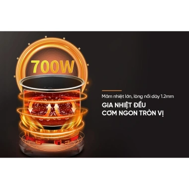 Nồi Cơm Điện Tử Sunhouse SHD8.825 1.5L 700W - 6 chức năng đa dạng, bảo hành 1 năm, giá chỉ 1.209.000₫