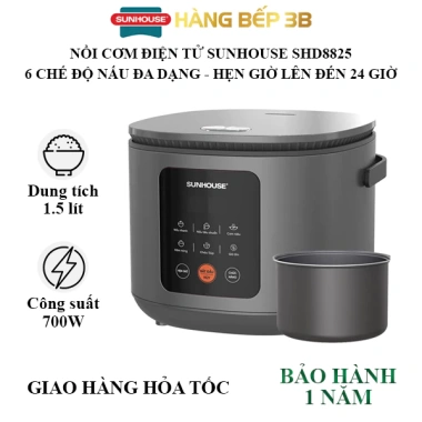 Nồi cơm điện tử Sunhouse SHD8.825 1.5L màn hình cảm ứng, bảo hành 12 tháng, giảm giá 965k