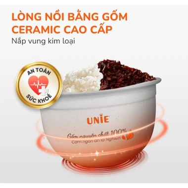 Nồi Cơm Điện Tử Unie URC815 1.5L Gốm Tự Nhiên 700W Ủ Ấm 3D - Hàng chính hãng 5