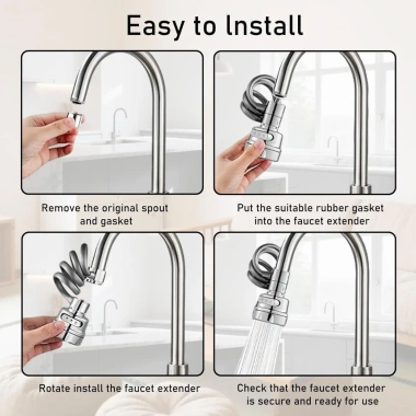 Nối dài vòi bếp xoay 360 đa chức năng 3 chế độ phun kèm bộ chuyển đổi - Giá chỉ 49.238₫ 3