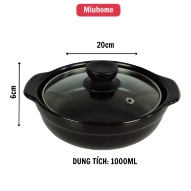 Nồi đất đa năng MiuHome: chống dính, nắp kính, nhiều size, nấu kho cá, mì cay, hầm thịt - Giá ưu đãi 178.000đ