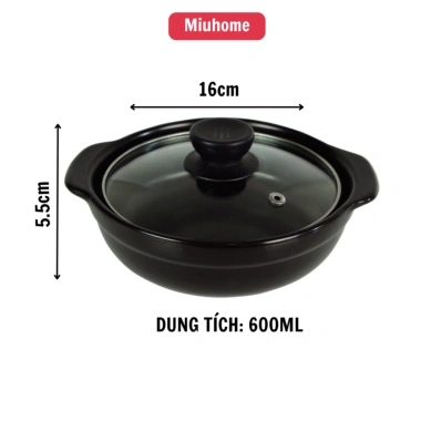 Nồi đất đa năng MiuHome: chống dính, nắp kính, nhiều size, nấu kho cá, mì cay, hầm thịt - Giá ưu đãi 178.000đ