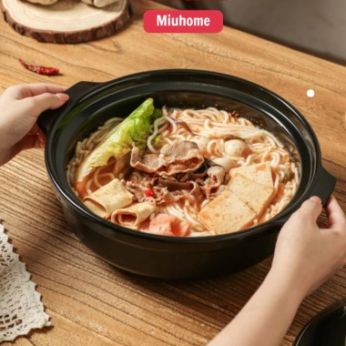 Nồi đất đa năng MiuHome: chống dính, nắp kính, nhiều size, nấu kho cá, mì cay, hầm thịt - Giá ưu đãi 178.000đ