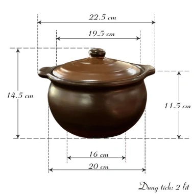 Nồi đất NodaCook chịu nhiệt 0.7-5 lít men sứ nâu - Nấu gas, than củi, hồng ngoại, giảm giá 23,5%