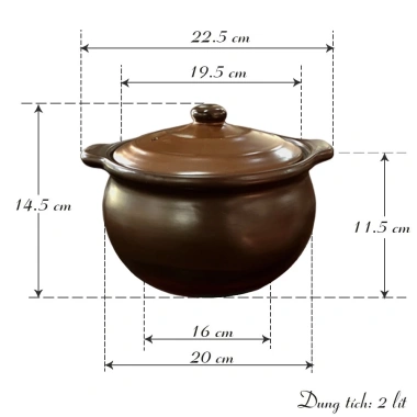 Nồi đất NodaCook chịu nhiệt 0.7-5 lít men sứ nâu - Nấu gas, than củi, hồng ngoại, giảm giá 23,5%