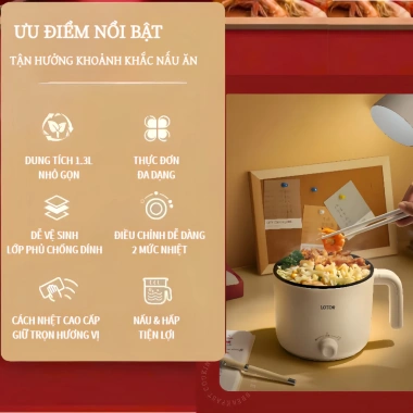 Nồi điện đa năng LOTOR 1.3L - Nấu lẩu, chiên xào rán, bảo hành 12 tháng, giá 275.000 4