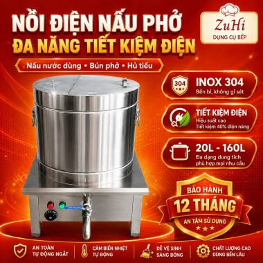 Nồi điện inox 304 50L - Nấu phở, luộc bánh chưng, gà, tiết kiệm điện, bảo hành 12 tháng, giảm 23%