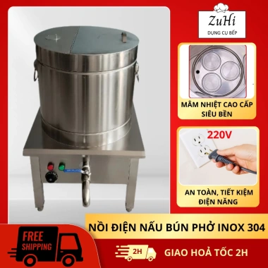 Nồi điện inox 304 50L - Nấu phở, luộc bánh chưng, gà, tiết kiệm điện, bảo hành 12 tháng, giảm 23%