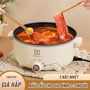 Nồi điện Madeli 28cm kèm giá hấp 4L đa năng chiên sào nấu cơm giảm giá 89.000₫ 8