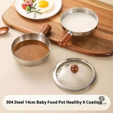 Nồi Đơn Inox Quả Óc Chó Tay Cầm Gỗ - Bát Salad, Sữa Chua, Ăn Sáng, Dụng Cụ Nhà Bếp Đồ Dùng, Phù Hợp Nhà Hàng, Thiết Kế Mới, Sang Trọng 3