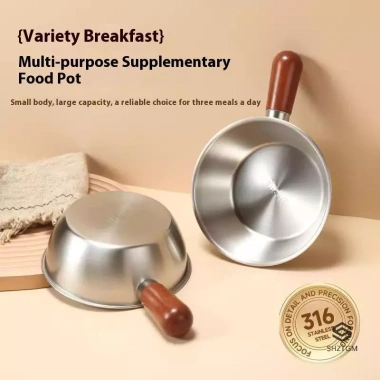 Nồi Đơn Inox Quả Óc Chó Tay Cầm Gỗ - Bát Salad, Sữa Chua, Ăn Sáng, Dụng Cụ Nhà Bếp Đồ Dùng, Phù Hợp Nhà Hàng, Thiết Kế Mới, Sang Trọng 4