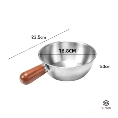 Nồi Đơn Inox Quả Óc Chó Tay Cầm Gỗ - Bát Salad, Sữa Chua, Ăn Sáng, Dụng Cụ Nhà Bếp Đồ Dùng, Phù Hợp Nhà Hàng, Thiết Kế Mới, Sang Trọng 6