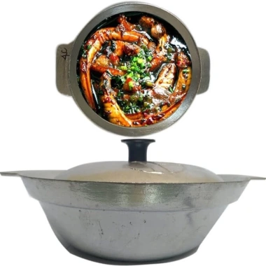 Nồi Gang 20cm kèm nắp - Hấp nghêu, kho thịt, lý tưởng cho quán ăn, 52.000 VND