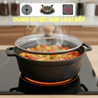 Nồi Gang 30L Kho Cá, Nấu Cháo, Phở, Bún Bò - Dùng cho Bếp Gas & Bếp Từ, Giá 145k Giảm từ 178k 5