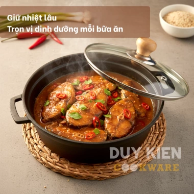 Nồi Gang 30L Kho Cá, Nấu Cháo, Phở, Bún Bò - Dùng cho Bếp Gas & Bếp Từ, Giá 145k Giảm từ 178k 7