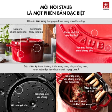 Nồi gang STAUB Pháp dáng đặc biệt quả cà chua, bí ngô, nắp hoa tuyết dùng được bếp từ, giảm giá 8,590,000₫ 6