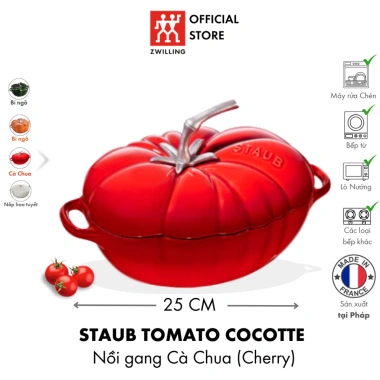 Nồi gang STAUB Pháp dáng đặc biệt quả cà chua, bí ngô, nắp hoa tuyết dùng được bếp từ, giảm giá 8,590,000₫ 9