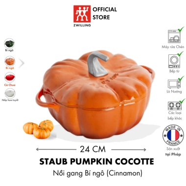 Nồi gang STAUB Pháp dáng đặc biệt quả cà chua, bí ngô, nắp hoa tuyết dùng được bếp từ, giảm giá 8,590,000₫ 10