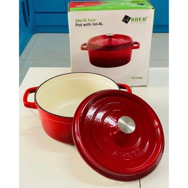 Nồi Gang Tráng Men Arber 20-24cm - Nấu kho cá, hầm thịt đa năng bếp từ, gas, điện, giảm giá tới 20%