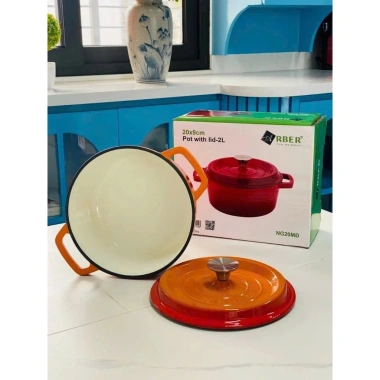 Nồi Gang Tráng Men Arber 20-24cm - Nấu kho cá, hầm thịt đa năng bếp từ, gas, điện, giảm giá tới 20%