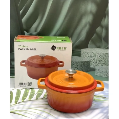 Nồi Gang Tráng Men Arber 20-24cm - Nấu kho cá, hầm thịt đa năng bếp từ, gas, điện, giảm giá tới 20%