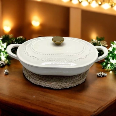 Nồi gang tráng men oval Chusipai - Nồi lẩu cá đa năng cho bếp từ, điện, gas, giá ưu đãi 1,29tr 2 Nồi gang tráng men oval Chusipai - Nồi lẩu cá đa năng cho bếp từ, điện, gas, giá ưu đãi 1,29tr 2