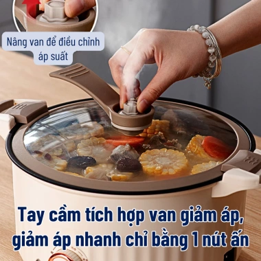 Nồi Hầm Áp Suất Đa Năng 5L 24cm Chống Dính Xào Nấu Lẩu Chiên Súp Canh - 212.290₫ 6