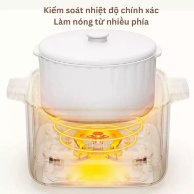 Nồi hầm hấp gốm trắng MD-DZC2.501 – 4 thố 0.5L + thố 2.5L, nấu cháo, chưng yến, giá ưu đãi 1.545.000 VND