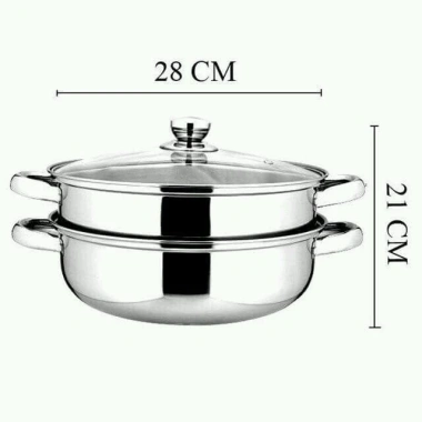 Nồi hấp 2 tầng inox không gỉ 28cm đa năng kèm xửng tiện lợi giá 79.000đ