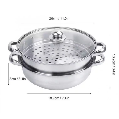 Nồi hấp 2 tầng inox không gỉ 28cm đa năng kèm xửng tiện lợi giá 79.000đ 3 Nồi hấp 2 tầng inox không gỉ 28cm đa năng kèm xửng tiện lợi giá 79.000đ 3