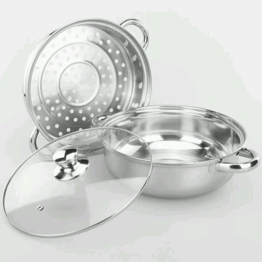 Nồi hấp 2 tầng inox không gỉ 28cm đa năng kèm xửng tiện lợi giá 79.000đ