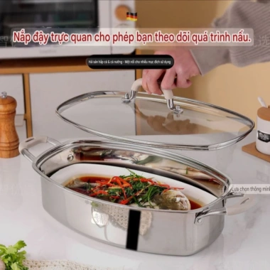 Nồi hấp cá inox đa năng dùng bếp từ, điện, gas Tiết kiệm, giá ưu đãi 642,080₫