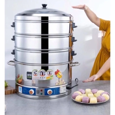 Nồi hấp cắm điện 52cm đa tầng 1-4, nhanh gọn làm bánh bao, xúc xích, giò, đỗ, đồ xôi - Giá chỉ 1.39 triệu