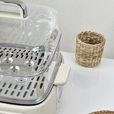 Nồi Hấp Điện 2 Tầng Haatz Đa Năng – Lẩu, Hấp Gà Nguyên Con, Tỏa Nhiệt Đều, Bảo Hành 24 Tháng, 950k